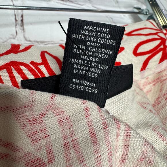 Lane Bryant Wms 24 Linen Blend Botanical Print Flare Skirt Colorblock Border Hem - Picture 4 of 8